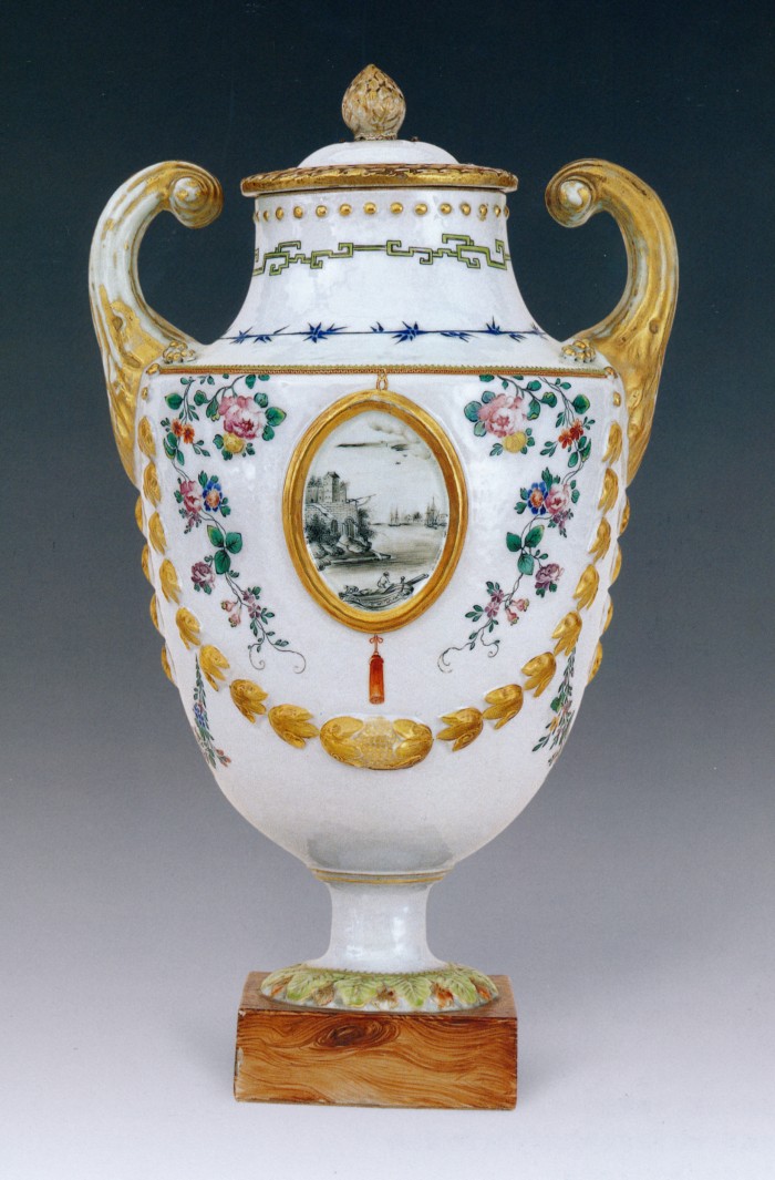 Rococo volutes vase in the style of Marieberg