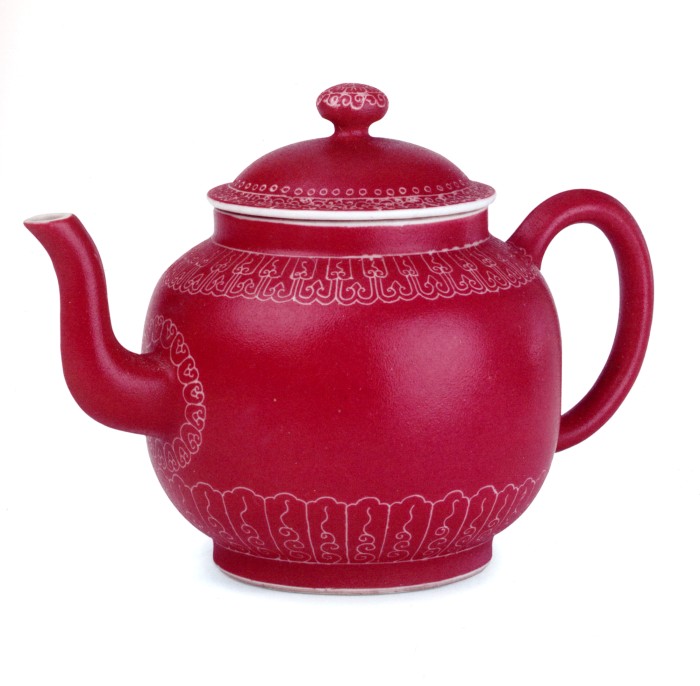 Red-Purple Enamel Teapot, Qianlong Imperial ware