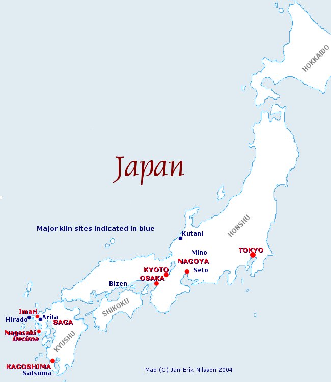 Japanese porcelain kiln centers map