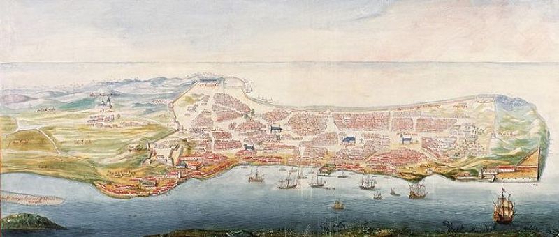 Bird's eye view of the city of Macao, By Johannes Vingboons. Ca 1660.
