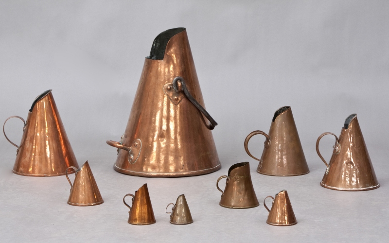 19th century, possible some older, copper measures, from <i>jungfru</i> and upwards