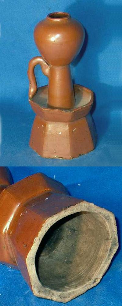 Brown glazed oil lamp