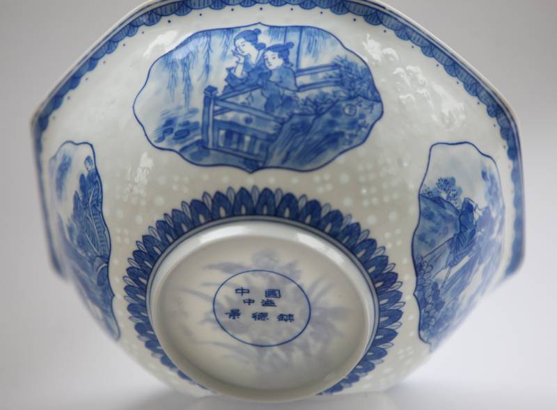 Rice grain underglaze blue eggshell