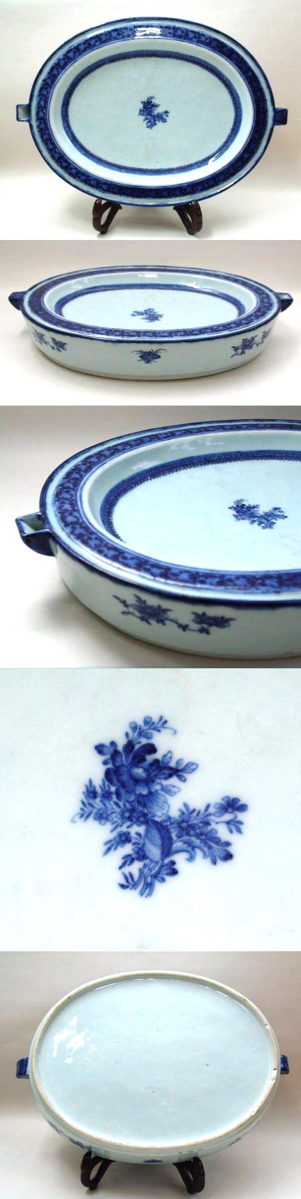 Large hot water dish
in underglaze blue
and white
decoration, Qianlong
period (1736-1795)