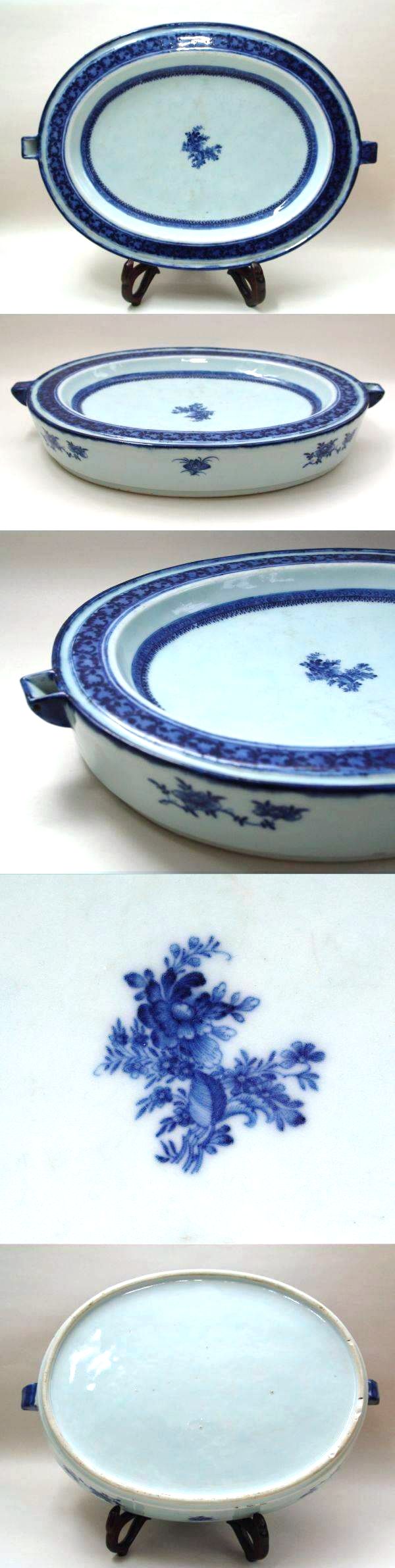 Large hot water dish
in underglaze blue
and white
decoration, Qianlong
period (1736-1795)